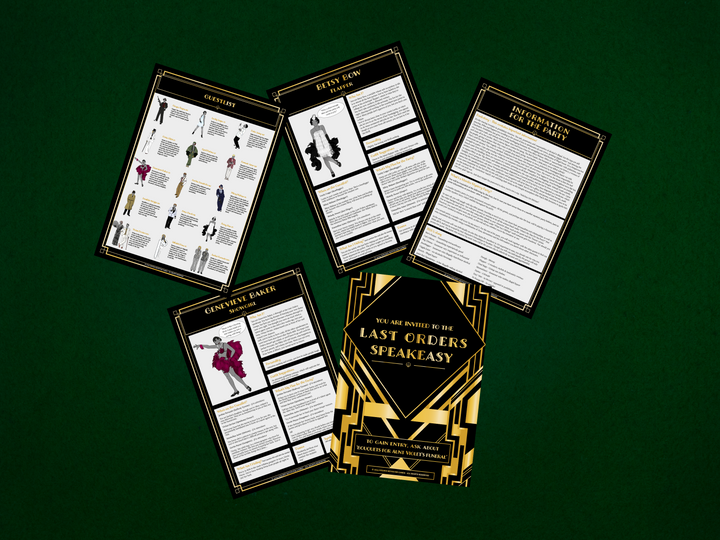 1920's Murder Mystery Kit | Slaughter at the Speakeasy | 6-15 Players | New Year's Eve Edition
