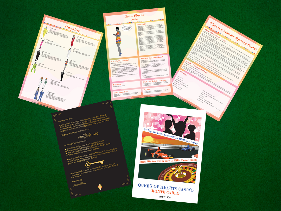 New Year's Eve Murder Mystery Kit | 1960's Casino Theme | 10-20 Players