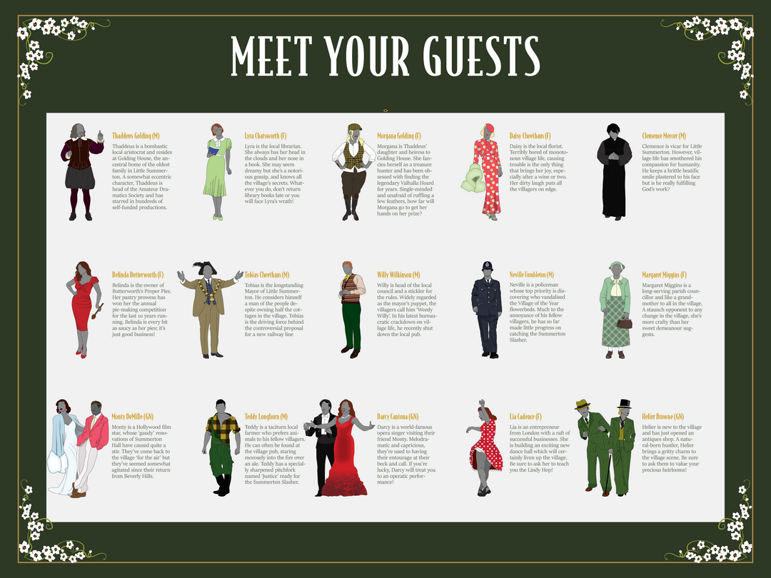 Agatha Christie Inspired Murder Mystery Kit | Murder in Little Summerton  | 5-15 Players