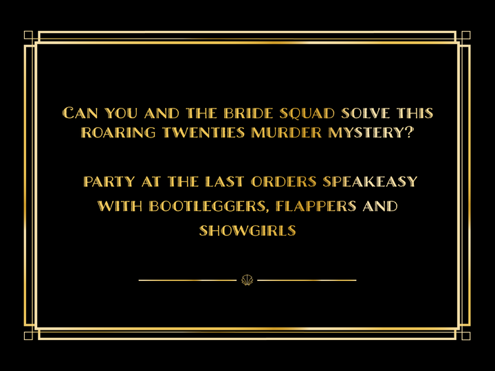 1920's Murder Mystery Kit | Slaughter at the Speakeasy | 6-15 Players | Bachelorette Edition